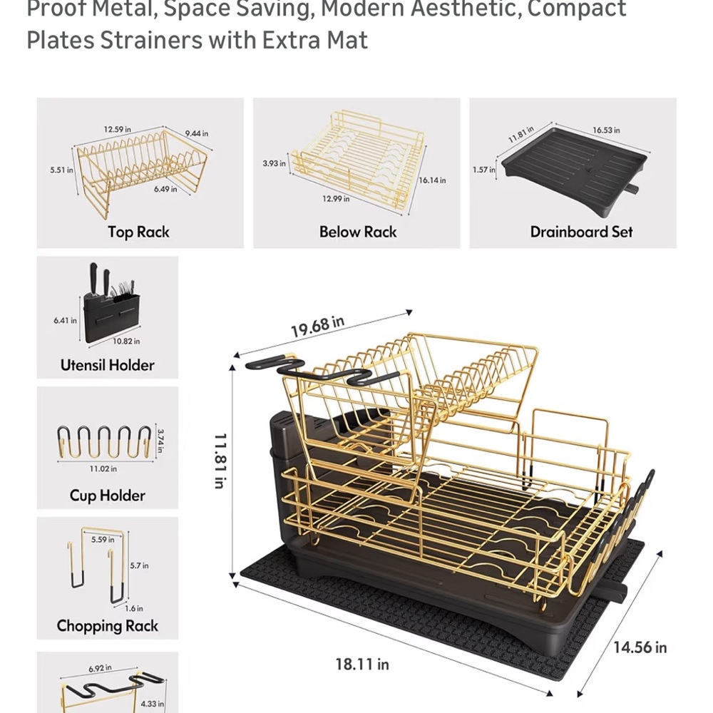 Gold and Black Dish Rack - Picture 4 of 6
